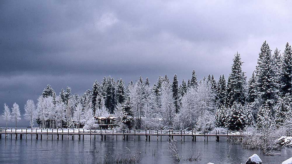 Lake Tahoe Shoreline with Fresh Snowfall
